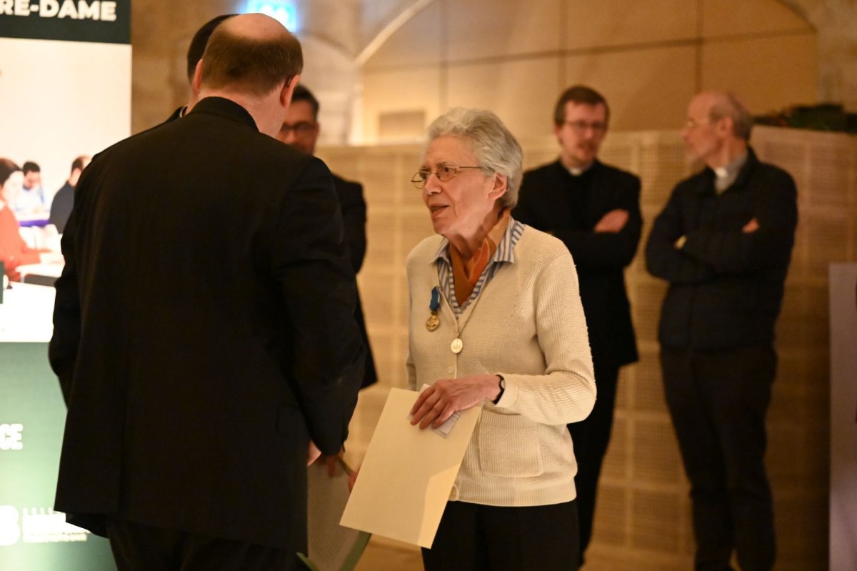 Messe pour l'anniversaire de la Faculté Notre-Dame, du Séminaire de (…). Dîner au Collège des Bernardins. © Marie-Christine Bertin / Diocèse de Paris.