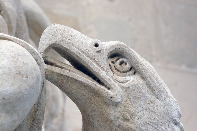 L'aigle, attribut de l'évangéliste Jean.. Reportage Paris Notre-Dame par Ariane Rollier. Photo de Yannick Boschat. 