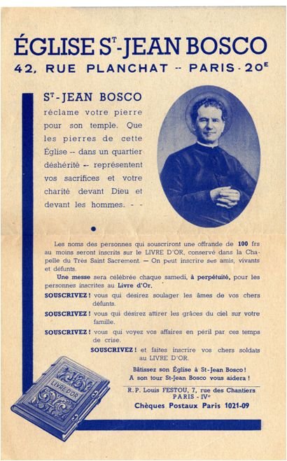 Livre d'or de la construction de l'église Saint-Jean Bosco. © C.D.A.S..